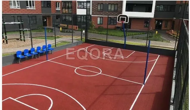 Бесшовное покрытие из резиновой крошки для баскетбольной площадки в Аромашево